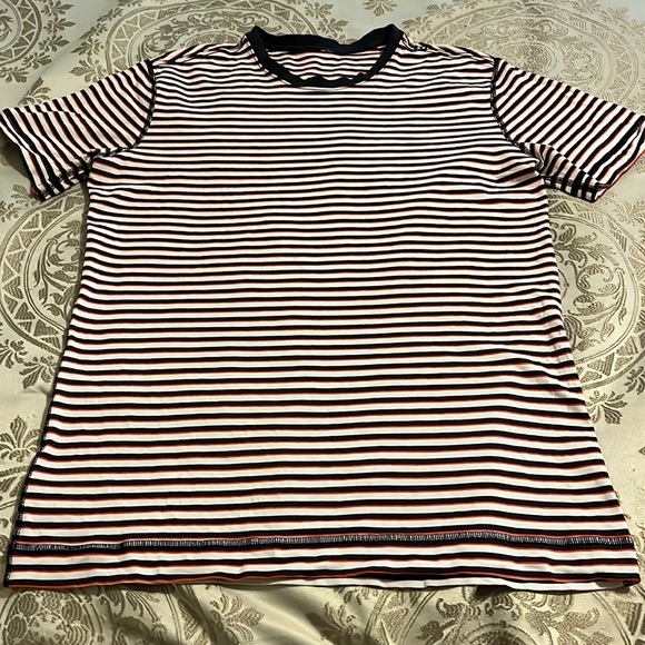 lululemon athletica Other - lululemon athletica Navy and White Striped Short Sleeve Tee